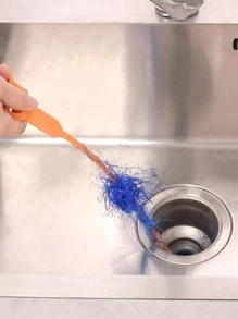 3 Nhựa Dẻo Dụng Cụ Nạo Vét Cống Hộ Gia Đình Nhà Bếp Vệ Sinh Ống Bồn Rửa Tóc Thông Qua Dụng Cụ Nạo Vét - trái cam - Xem 4