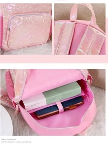 Student Cute Backpack Pu Schoolbag Casual Backpack for Women, Rookies & White-collar Workers - Pink - View 3