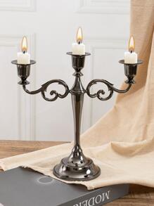 1pc European Style Three-headed Candlestick For Wedding, Dinner, Home Decor, Romantic & Luxurious, Valentine's Day, Birthday & Seven Night Decoration - Black - View 1