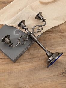 1pc European Style Three-headed Candlestick For Wedding, Dinner, Home Decor, Romantic & Luxurious, Valentine's Day, Birthday & Seven Night Decoration - Black - View 2