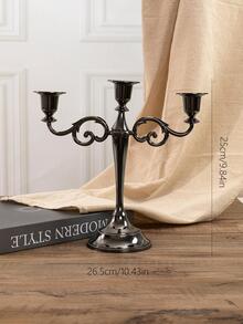1pc European Style Three-headed Candlestick For Wedding, Dinner, Home Decor, Romantic & Luxurious, Valentine's Day, Birthday & Seven Night Decoration - Black - View 4