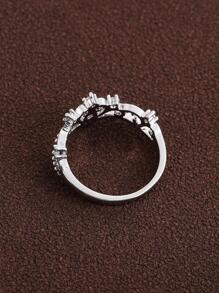 1pc Simple Crown Shaped Cubic Zirconia Women Ring - Silver - View 3
