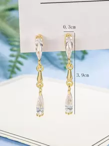 方晶鋯石耳墜 - 彩色 - 查看 3