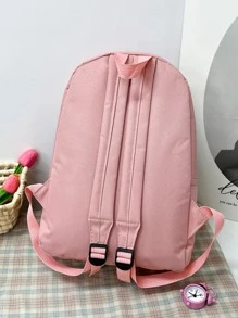 4入組多功能可愛熊設計背包、手提包、單肩包和手提包,擁有多個口袋,適合日常通勤、旅行、工作、購物和戶外活動,是朋友的完美禮物。對照色尼龍材料為學生、女性和旅行者增添時尚和休閒元素。旅行配件。 - 粉色 - 查看 8