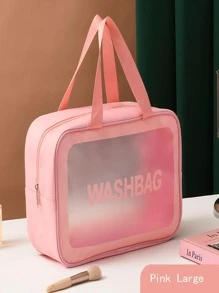 1 Túi Trang Điểm PVC, Hiện Đại Chữ Đồ Họa Chống Thấm Nước Di Động Túi Đựng Mỹ Phẩm Du Lịch - Hồng - Xem 3