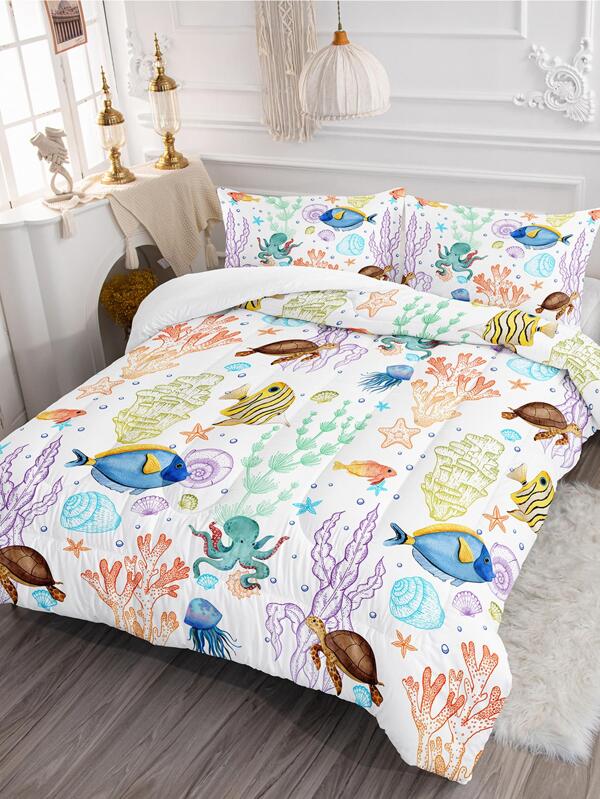 Turtle Comforter Set Twin Ocean Watercolor Sea Turtle Bedding Set