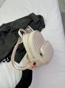 Mini Simple Backpack, Lightweight And Versatile Backpack - Beige - View 3