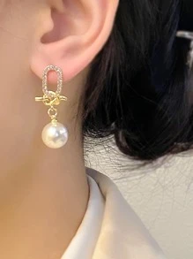 2 chiếc Bông tai thả ngọc trai giả - Nhiều màu - Xem 2