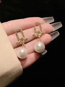 2 chiếc Bông tai thả ngọc trai giả - Nhiều màu - Xem 3