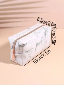 1 Túi Đựng Văn Phòng Phẩm Họa Tiết Đá Cẩm Thạch, Túi Đựng Văn Phòng Phẩm Di Động Tối Giản Cho Trung Học Cao Đẳng & Văn Phòng - trắng - Xem 6