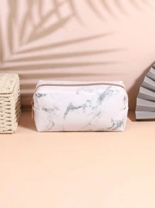 1 Túi Đựng Văn Phòng Phẩm Họa Tiết Đá Cẩm Thạch, Túi Đựng Văn Phòng Phẩm Di Động Tối Giản Cho Trung Học Cao Đẳng & Văn Phòng - trắng - Xem 4