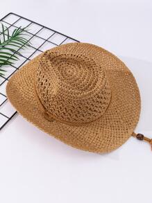 Trang trí dây thừng rỗng Mũ rơm - Màu Khaki - Xem 3