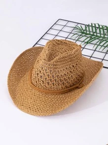 Trang trí dây thừng rỗng Mũ rơm - Màu Khaki - Xem 2