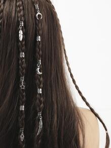 26pcs Moon & Star Charm Hair Ring For Daily Casual Outing Wear Boho - Silver - View 1