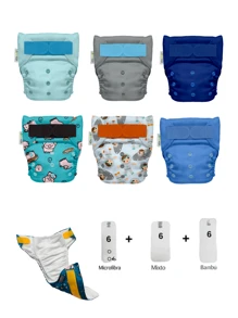 Pañales Ecológicos De Tela Ecopipo Paquete de 6 Pañales - Azul - Ver 1