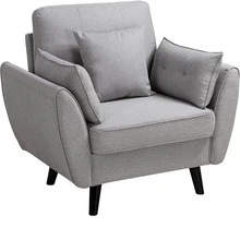 JAMFLY 38" Accent Chair for Living Room, Mid Century Modern Armchair with Pillow, Comfortable Single Sofa Chairs for Bedroom, Home Office(Dark Gray) - Màu Xám nhạt - Xem 2