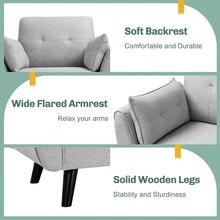 JAMFLY 38" Accent Chair for Living Room, Mid Century Modern Armchair with Pillow, Comfortable Single Sofa Chairs for Bedroom, Home Office(Dark Gray) - Màu Xám nhạt - Xem 4