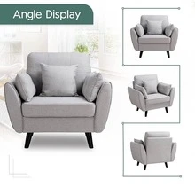 JAMFLY 38" Accent Chair for Living Room, Mid Century Modern Armchair with Pillow, Comfortable Single Sofa Chairs for Bedroom, Home Office(Dark Gray) - Màu Xám nhạt - Xem 6