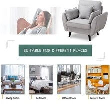 JAMFLY 38" Accent Chair for Living Room, Mid Century Modern Armchair with Pillow, Comfortable Single Sofa Chairs for Bedroom, Home Office(Dark Gray) - Màu Xám nhạt - Xem 7
