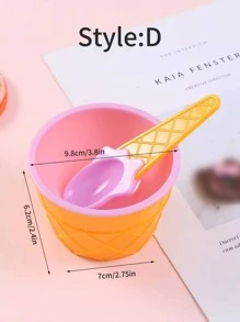 1 套冰淇淋图案冰淇淋碗和勺子圣诞礼物 - 彩色 - 查看 5