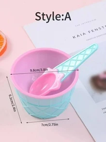 1 套冰淇淋图案冰淇淋碗和勺子圣诞礼物 - 彩色 - 查看 2