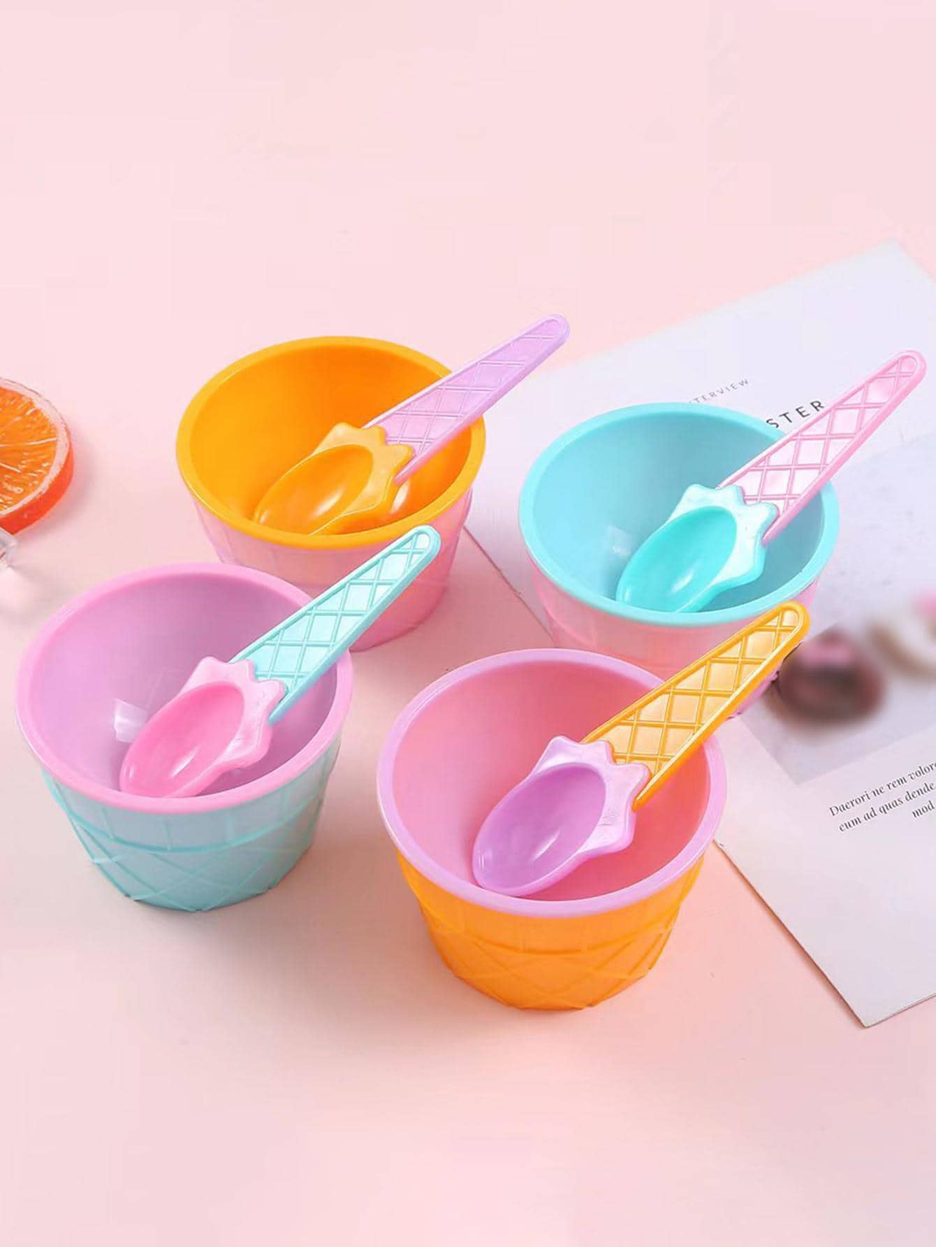 1 套冰淇淋图案冰淇淋碗和勺子圣诞礼物 - 彩色 - 查看 1