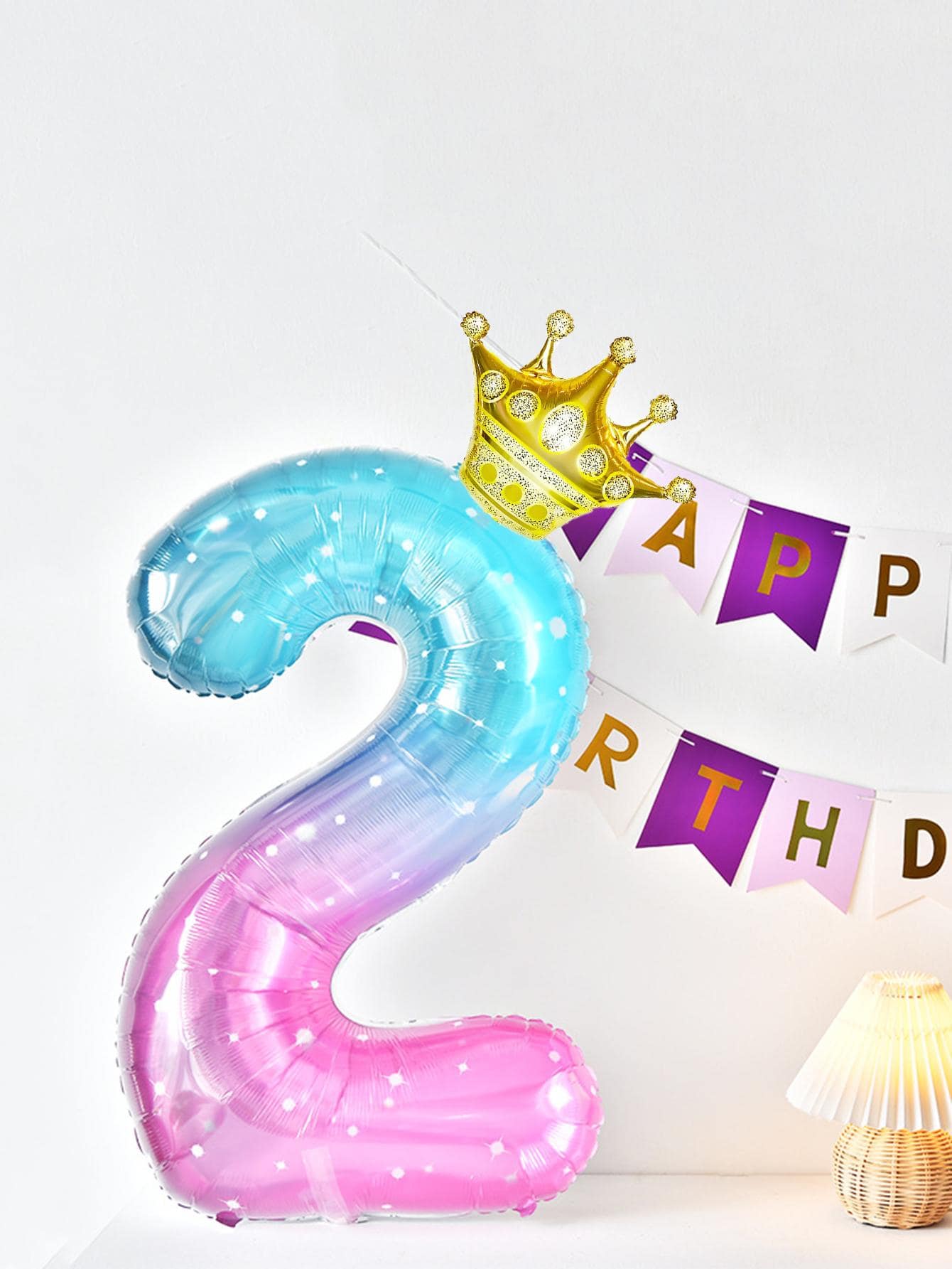 1 quả bóng hình số + 1 quả bóng hình vương miện dùng để trang trí tiệc sinh nhật (không có ống hút, vương miện và số riêng biệt), dùng cho Giáng sinh - Nhiều màu - Xem 1