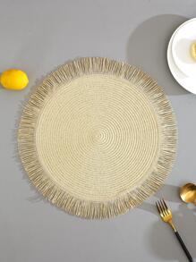 2 cái Fringe Trim Place Mat - Màu be - Xem 2