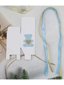 50pcs Bow Decor Cartoon Bear Pattern Gift Wrapping Box - Pink - View 5