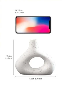 1pc ABS Flower Vase, Modern Geometric Shaped Vase For Home Home Decor Room Decor Glass Vase - Black and White - View 10