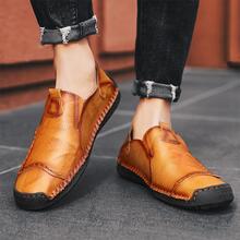 Men Slip-on Handmade Loafers, Vintage Orange Flat Shoes - Orange - View 9