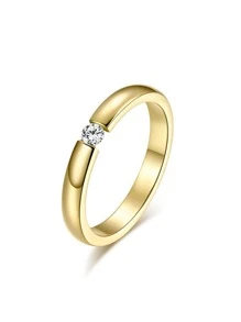 Cubic Zirconia Decor Ring - Yellow Gold - View 6