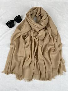 1 pièce Chale élegant, doux, respirant, léger, avec protection solaire en couleur unie, convenant pour une utilisation quotidienne, les lieux de travail, les fêtes, les sports, grande taille, style long hijab musulman pour femmes