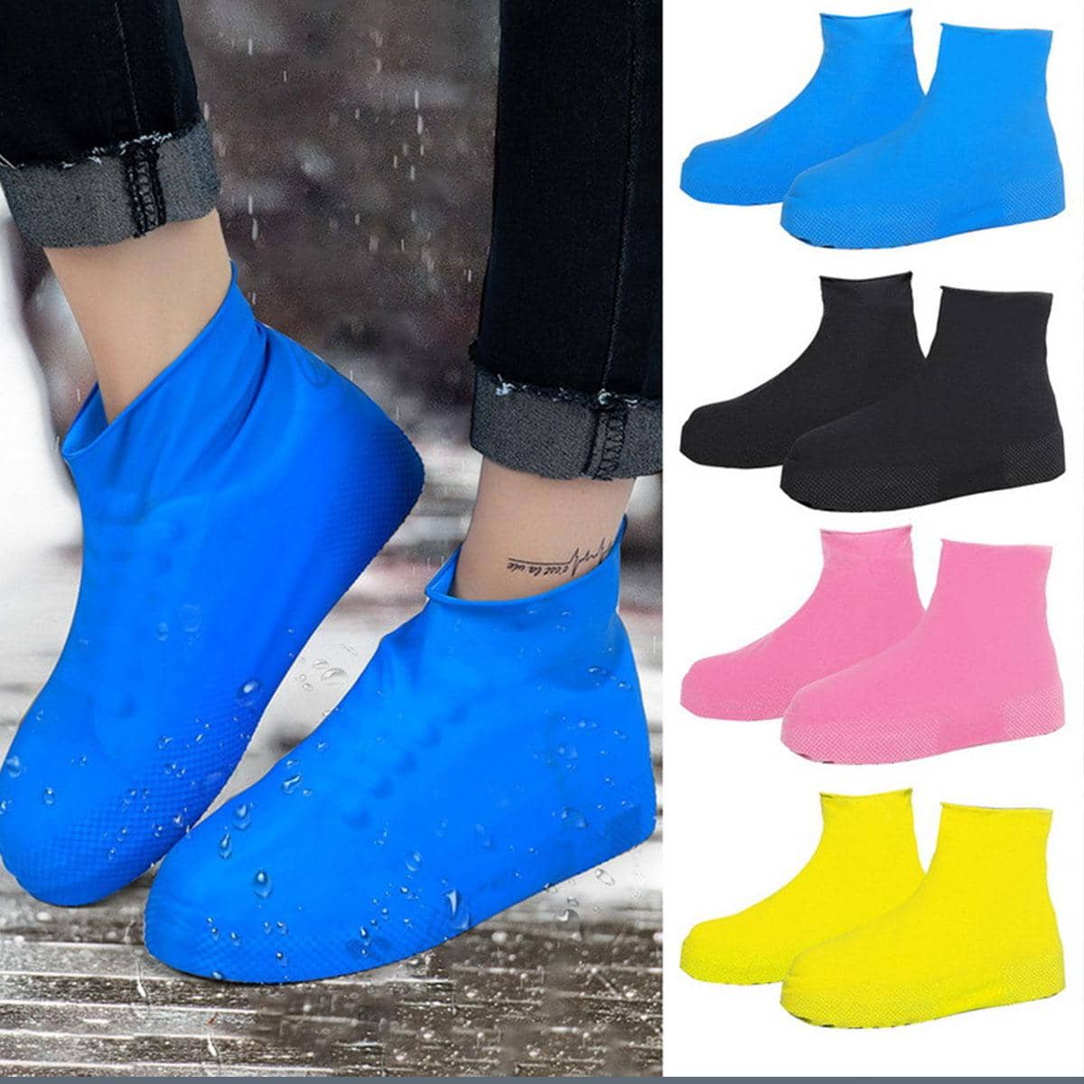 1双纯色防滑雨靴套保暖，适合闺蜜节、宠物派对、嘉年华