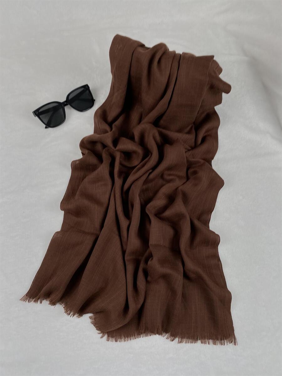 1pc Latest Classic Polyester Women's Solid Color Short Tassel Scarf