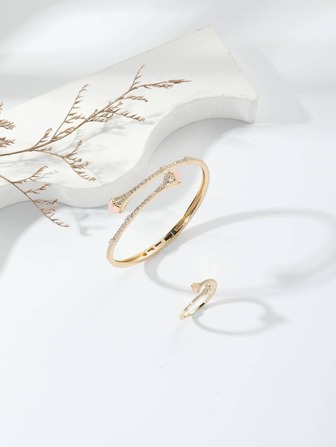 2pcs/set Rhinestone Decor Jewelry Set