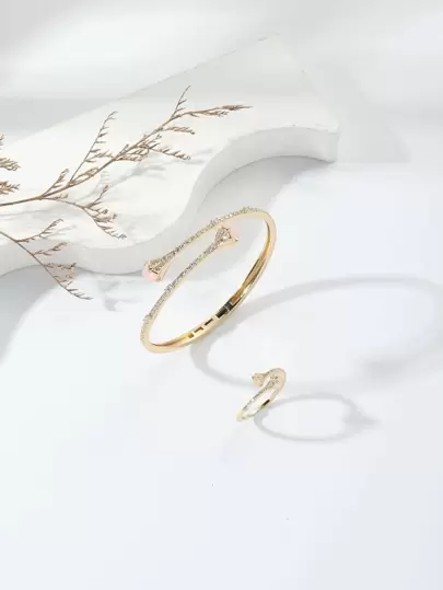 2入組/套水鑽裝飾首飾套裝