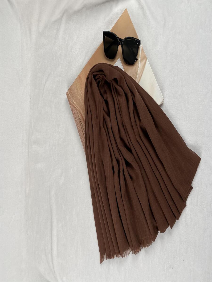 1pc Latest Classic Polyester Women's Solid Color Short Tassel Scarf