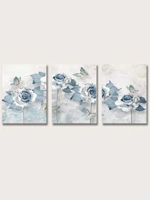 3pcs Floral Print Unframed Painting - Multicolor - View 4