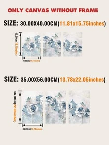 3pcs Floral Print Unframed Painting - Multicolor - View 2
