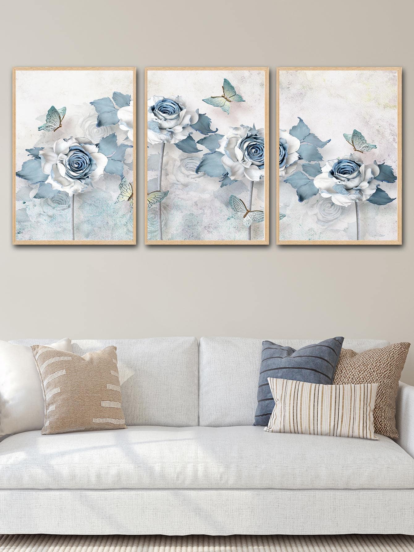 3pcs Floral Print Unframed Painting - Multicolor - View 1