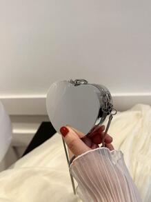 迷你異形包愛心設計鏈條時尚 - 銀色 - 查看 2