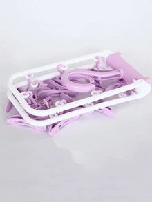 1 pieza de plástico plegable Tendedero de ropa con Pinza - Morado - Ver 2
