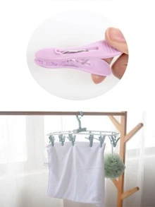 1 pieza de plástico plegable Tendedero de ropa con Pinza - Morado - Ver 6