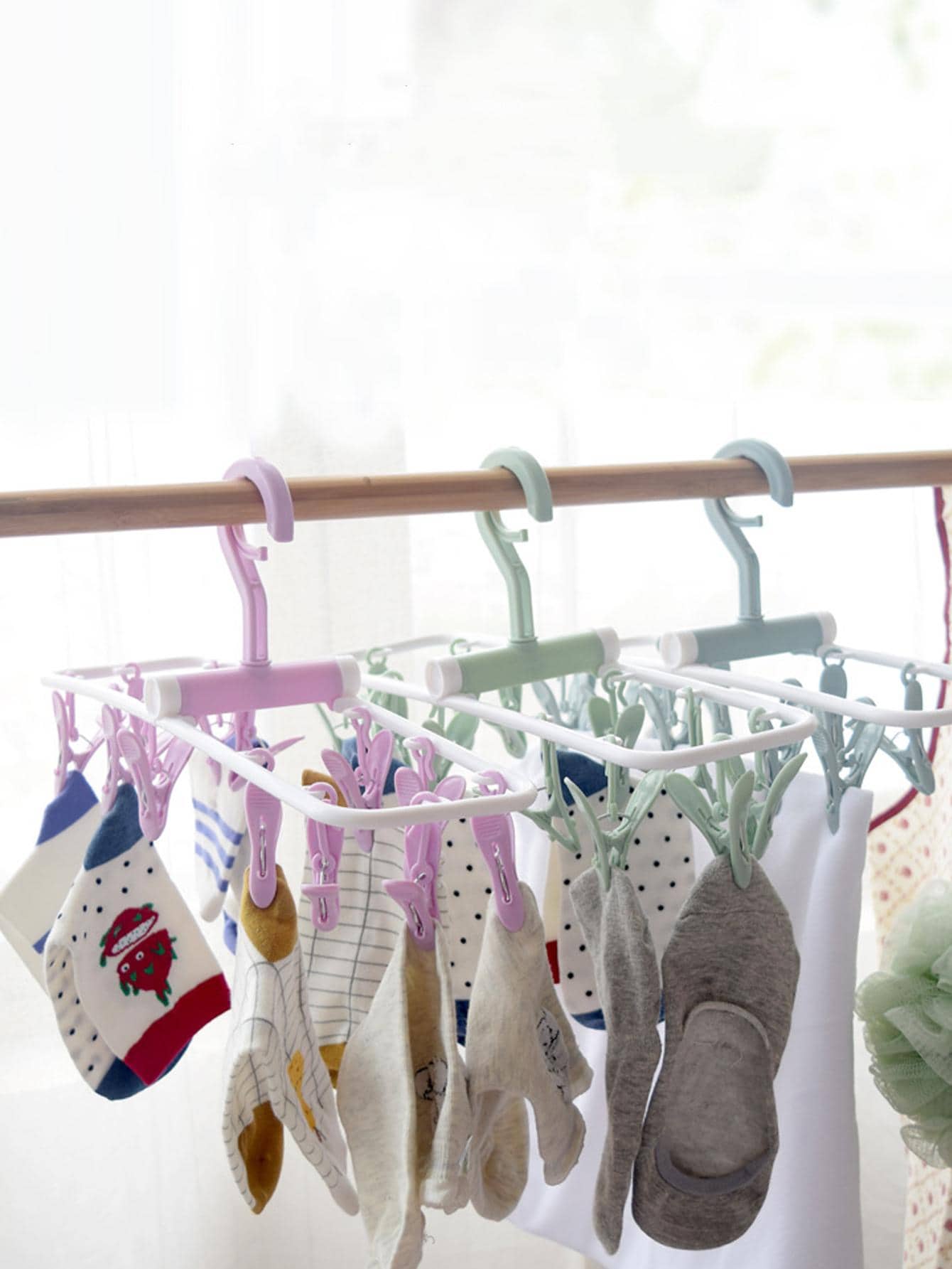 1 pieza de plástico plegable Tendedero de ropa con Pinza - Morado - Ver 1