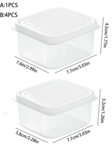 4pcs PP Food Storage Box, Modern Minimalist Clear Food Container For Home - Clear - View 2