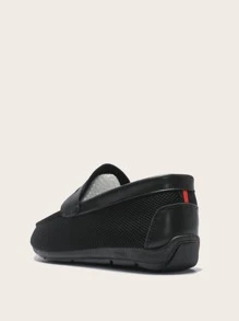 男士極簡休閒閒暇黑色織物樂福鞋 - 黑色 - 查看 2