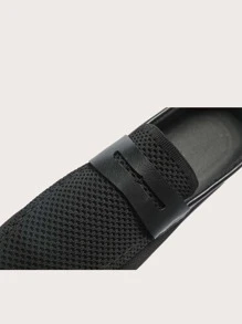 男士極簡休閒閒暇黑色織物樂福鞋 - 黑色 - 查看 6