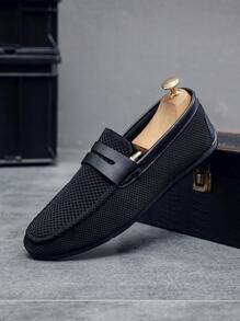 男士極簡休閒閒暇黑色織物樂福鞋 - 黑色 - 查看 7