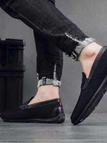 男士極簡休閒閒暇黑色織物樂福鞋 - 黑色 - 查看 10